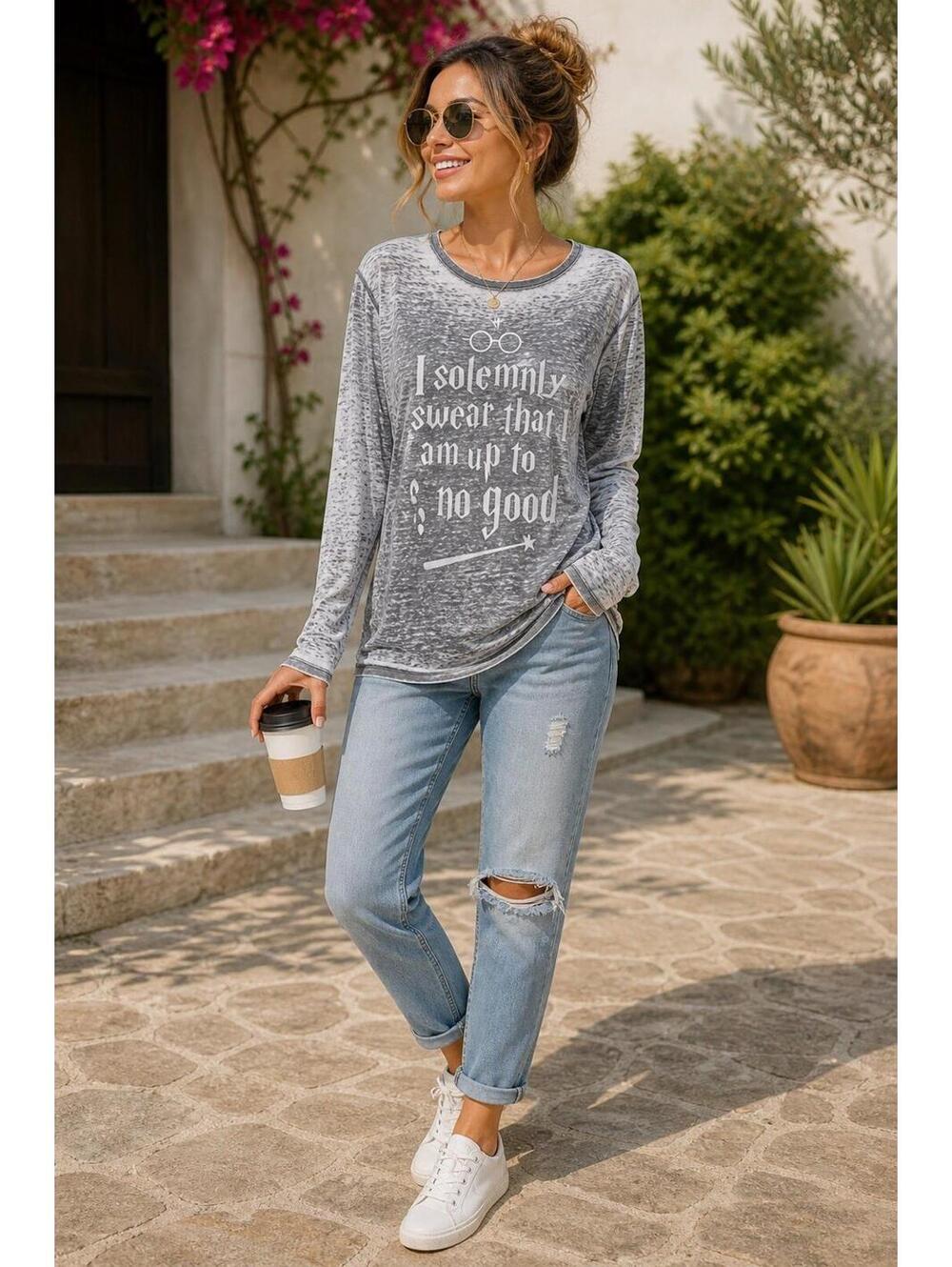 Harry Potter Long Sleeve Shirt I Solemnly Swear I’m Up To No Good Womens L